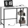 HOMCOM Scrivania Piccola, 100x50 cm Scrivania per Computer con 2 Scaffali Reversibile e Prese di Ricarica USB Integrate, Tavolo Scrivania PC per Gaming, Casa, Studio e Ufficio, Bianca e Nera