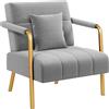 Yaheetech Divano Imbottito con Braccioli Divano Singolo da Salotto 75,5 × 72,5 × 76 cm Sofa Piccolo in Velluto con 2 Cuscini Gambe in Metallo per Soggiorno Sala d'Attesa Ufficio Casa Grigio Chiaro