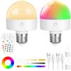 HOTUT 12W Lampadina Colorate Led E26/E27 Intelligente RGB, Ricaricabile USB C Con Telecomando, Cambiare Colore Bianca Calda Di Emergenza Per Campeggio All'aperto