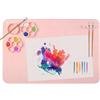 SOQKEEN Tappetino in Silicone per Pittura 40x60cm - Grande, Antiscivolo, Pieghevole con Vassoi Colore, Portapennelli e Bordo Antigoccia per Artigianato, Fai da Te, Rosa