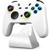 DuLingKer Controller PC con Ricarica Dock, Wireless Controller per Switch 2/Switch/PC Windows/Steam/OLED/Lite Gaming Joystick con Hall Effetto Trigger/Joystick, Luce RGB, Pulsante M1/M2 Bianco