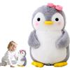 SKIKHN Peluche Pinguino, Morbido Pinguino Peluche,Simpatico Peluche Giocattolo Pinguino Bambola Cuscino,Giocattolo Pinguino Regalo per Ragazze, Ragazzi Neonati(Grigio Pinguino con Fiocco, 25 cm)