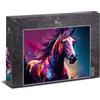 Ulmer Puzzleschmiede - Puzzle per cavalli venti colorati 1000 pezzi - Il potente cavallo con criniera che soffia nel vento - Motivo colorato della collezione Puzzle Cavalli