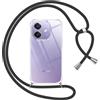 Pnakqil Cover per OPPO A40/OPPO A40m/OPPO A60 con Cordino, Trasparente Custodia con Laccio Tracolla Cellulare Girocollo Collana Protettiva per Oppo A40/OPPO A40m 6.67, Nero