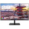 JapanNext Monitor 28 IPS 4K UHD (3840x2160) | Tecnologia HDR | Inclinazione regolabile Altoparlanti integrati Compatibilità VESA | sRGB 100% G-Sync/FreeSync | Garanzia 2 anni | JN-IPS2802UHDR