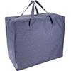 Bigso Box of Sweden Contenitore coperte con manici rinforzati e cerniera - Contenitore armadio per biancheria da letto, vestiti e accessori invernali - Organizer armadio in tessuto - blu