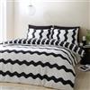 Sassy B Waves - Set copripiumino singolo reversibile con federa, colore: nero/bianco