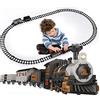 BAKAJI Trenino Far West a Batteria Giocattolo Bambini Pista Treno Elettrico con Luci e Suoni 3 Piste Componibili Curato in Ogni Dettaglio con 3 Vagoni Merci Diametro 75cm