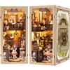 CUTEBEE DIY Book Nook Kit casa delle bambole con copertura antipolvere miniatura diorama booknook kit con luce LED,3D kit di modellazione in legno,da costruire (Grandfather's Antiques Store)