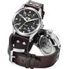 Boyarca Big Pilot Orologio Giappone NH35 Movimento Automatico Aviatore Meccanico Uomo Orologio Da Polso Vetro Zaffiro Cassa In Acciaio Inox Cinturino In Vera Pelle Luminoso Impermeabile Orologi, B