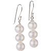 Treasure Bay Orecchini da donna fatti a mano con pietre preziose triple perline e orecchini pendenti in argento sterling - Idee regalo per le donne (Perla bianca)