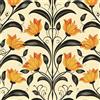 ICYEHAO Carta da Parati Adesiva Muro Fiori Arancione,44 x 600cm Carta Adesiva Gialla e Beige Fiori Nero Foglie Botanica Damascata Pellicola Adesiva per Mobili,Camera da Letto,Soggiorno,Bagno,Cucina