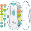 Royal Angels Tagliaunghie Elettrico Neonati 21 in 1, Kit Lima Unghie Bambini con Custodia Etichettata, 13 Testine di Ricambio, Motore Silenzioso e Luce LED (VERDE)