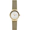Skagen Freja Orologio per donna, movimento al quarzo con cinturino in acciaio inossidabile o in pelle, Tono oro e bianco, 26MM