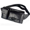 Hebetag Sac banane en cuir pour hommes ceinture ceinture taille sac à main voyage randonnée marche pochette de téléphone portable fronde poitrine sac à dos Nero
