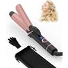 UKLISS 25mm Ferro Arricciacapelli Professionale, Ferro Capelli Mini Piastra in Ceramica, Piastra Arricciacapelli per Capelli Corti e Lunghi, Arriccia Capelli 5 Temperature Regolabili, Display LCD(Rosa Nera)