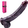 hainuo Fallo femminile extra large da 27 cm, fallo nero realistico, fallo in silicone con potente ventosa, fallo anale lungo G-Spot XXL, fallo per doccia, giocattolo sessuale lesbico
