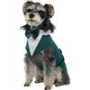 PUMYPOREITY Abito da sposa per cani, vestito formale per feste con camicia con papillon, verde scuro, M