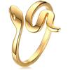 24 JOYAS Anello serpente dorato regolabile - Anello romantico da donna in acciaio inossidabile, Acciaio inossidabile
