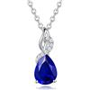 FANCIME Collana Goccia con Oro Bianco 14 carati (585) Ciondolo e Argento 925 Catena con Zaffiro e Diamanti Naturale Gioielli per Donna Ragazze Mamma- Catena Lunghezza: 40 + 5 cm