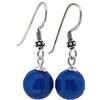 Treasure Bay TreasureBay - Orecchini fatti a mano, in argento e pietre preziose, 12 mm, per donne e ragazze Agata blu e Argento, cod. TBH12MM
