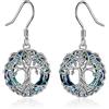 YFN Albero della Vita Orecchini Argento Sterling Cristallo Blu Orecchino Albero Genealogico Celtico Nodo Gioielli Regali per Ragazze Donne