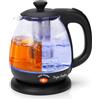 Taylor Swoden Abel - Bollitore Elettrico da 1 Litro, Bollitore in Vetro Borosilicato 2200W, Luce Led, funzione di Mantenimento Caldo, Con Infusore e Filtro Rimovibile, Teiera BPA-Free