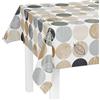 LILENO HOME Tovaglia lavabile al metro, 180 x 140 cm (bordo tagliato), motivo cerchi naturali, impermeabile, ideale come tovaglia o runner per tenda da birra