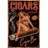 GLOBLELAND Targa In Metallo Vintage Pin Up Lady 12x8 Pollici Retrò con Sigaro Divertente per Porta Della Stanza Targa Artistica Poster Decorazione Da Parete per Casa Bar Caffè Pub Club