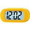 Plumeet Orologio-Sveglia da Viaggio LCD, Sveglia Digitale, con Cover Protettiva in Silicone, Buona Retroilluminazione e Funzione Snooze, Alimentato a batteria (Giallo)