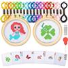 Ysimple Set da ricamo, per bambini, a punto croce, per bambini, adulti, principianti, include 6 motivi a punto croce e 2 cornici per ricamo, anello per fai da te, artigianato, cucito (estate)
