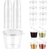 JIANGZHIB 100 Pz Bicchieri da Salsa con Cerniera in Plastica da 25ml, Tazza per Condimento Trasparente, Mini Contenitori Plastica con Coperchio, Contenitori Piccoli per Alimenti per Salse, Condimenti