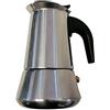 OCEANO Caffettiera Induzione 2 Tazze -Caffettiera Espresso-Moka-in Acciaio Inox con Il Manico e Il Pomelo Nero (2 Tazze Inox)