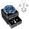 Sunia Festa della Mamma Idee Regalo, Vera Rosa Eterna con Collana Argento 925 Donna con e Orecchini, Rosa Stabilizzata Vera, Idee Regalo Donna, Regalo Mamma Compleanno, Regalo Festa della Mamma