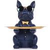 QIANLING Decorazione domestica Resina Blu Navy Bulldog Vassoio Statua Piggy Bank Vassoio di Archiviazione Portachiavi Caramelle Gioielli Orecchini Vassoio Adatto per la Decorazione Della Casa Arte Moderna