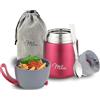 Milu Thermo per Alimenti 300ml 440ml 450ml 650ml 800ml I Contenitore Termico di Acciaio Inossidabile, Isotermico Sottovuoto per Cibi Caldi e Freddi (Bacca, 450ml)