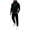 COOFANDY Tuta Uomo Set 2 Pezzi Pantaloni Jogging Pantaloni Tuta Zip Intera Capispalla Atletica Tasche Laterali Manica Lunga Jogging Palestra Causale Nero L