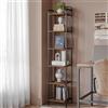 Hzuaneri Scaffale a 6 Ripiani, Libreria, Scaffale Stretto per Libri, Mensola D'angolo Industriale, Mensola Sottile per Ufficio, Soggiorno, Camera da Letto, Cucina, Marrone Vintage e Nero BC24601B