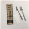 Pintinox, Set da 100 confezioni forchetta e coltello Use&Reuse con tovagliolo, acciaio inox nichel free, alternativa alla plastica monouso