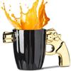 LUCYLANKER Tazza da caffè in Ceramica Elegante e Divertente con Manico a Pistola, ‌ Bicchiere Novità, Tazza da caffè Revolver Personalizzata, Regali Militari per Uomo, 330ML (Oro)