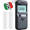 MIO TECK Etilometro Portatile Digitale Certificato, Alcol Test elettronico con Display LCD, Brand Italiano Preciso e Affidabile per Uso Domestico e Professionale con 20 Bocchette Riutilizzabili
