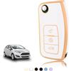 TOOMUME Cover Chiave TPU, Custodia Chiave Adatto per Ford Fiesta Focus Mondeo Tourneo Ecosport Galaxy Kuga Falcon Fusion Escort Ka B-Max, Copri Chiavi Guscio Chiave Auto Telecomando - Flip Key