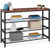 Relaxdays Consolle Ingresso, 4 Ripiani, Tavolino Corridoio e Salotto, Metallo e MDF, HLP: 70x101x30cm, Marrone Scuro, Ferro, 1 pz