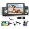 Hikity Autoradio 1 Din con Wired Carplay Android Auto, 5 Pollici Stereo Auto Bluetooth con Schermo Mirror Link Bluetooth FM USB SWC MIC AUX Telecamera Retrocamera