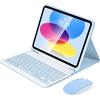 SOPPY Custodia con Tastiera e Mouse per iPad 11a Generazione (A16) 11 Pollici 2025, 10a Gene 10,9 Pollici 2022, cover Protettiva Staccabile, con Slot per Penna Stilo, Layout Italiano - Blu