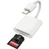 zoyuzan Adattatore Lettore di Schede SD (2 in 1) Lightning per Lettore di Schede Micro SD per Apple per iPhone 14 13 12 11 Pro Max 7 8 Plus per iPad Air Lettore di Schede Compact Cavo Flash Connettore