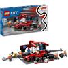 LEGO City Pit Stop e Meccanici con Monoposto Ferrari F1 - Kit Officina da Costruire con Macchina Giocattolo, Minifigure e Accessori, Giochi per Bambini da 6 Anni Fan delle Auto da Corsa Sportive 60443