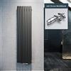 ELEGANTE Termoarredo Design Flat 1800 x 462 mm con Termostato Multiblocco Cromato, Radiatore Piatto Singolo Strato Verticale Attacco Centrale