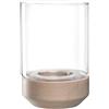 LEONARDO HOME Legno 084751 - Portacandela antivento in vetro e legno, fatto a mano, senza tempo, opera d'arte unica, design elegante con piacere di lunga durata, altezza 30 cm, beige