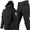 UIHECTA Uniforme da Caccia Mimetica Militare, Giacca E Pantaloni Tattici da Uomo, Tuta Mimetica Militare, Giacca Invernale Impermeabile Antivento con Cappuccio, per Sci, Escursionismo,001,XL